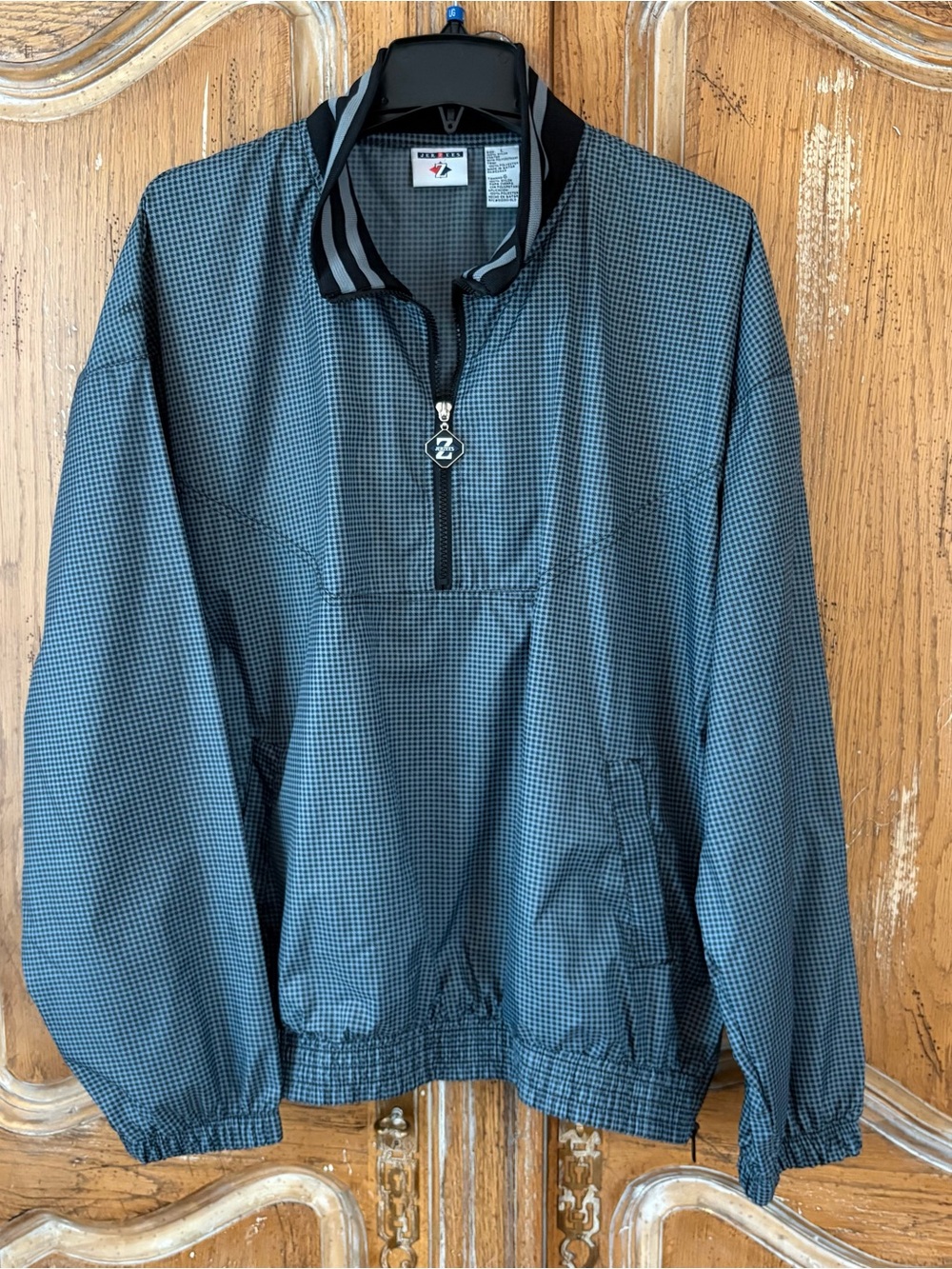 VTG 90s Jerzees Checkered Half Zip Windbreaker L